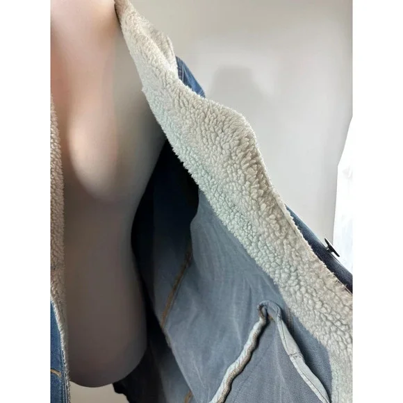 Lane Bryant Midi Denim Jacket Medium Wash Sherpa Women's Plus Size 26/28 H14229 - Picture 6 of 13